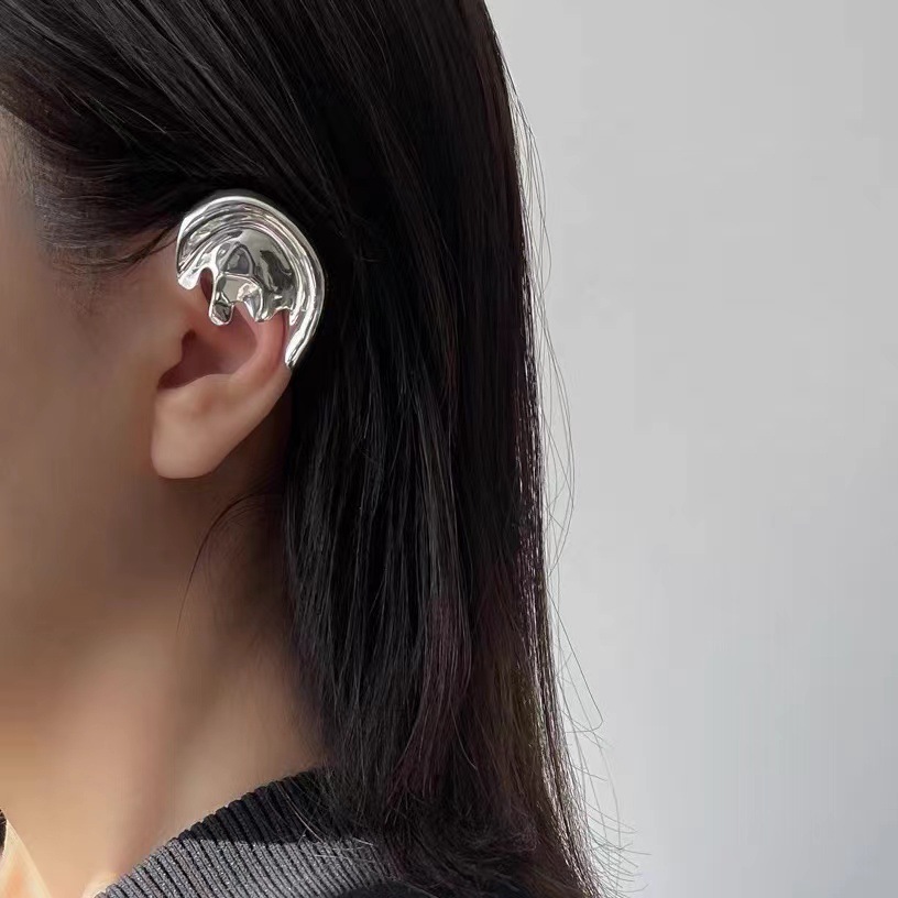 Niche Advanced Sense Cyberpunk Style Melting Metal Ear Hanging Niche Advanced Sense Ear Headwear Trendy Cool for Men and Women