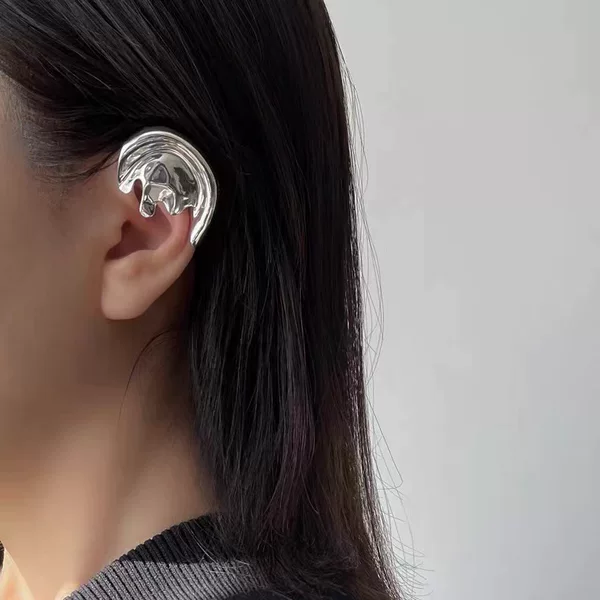 Niche Advanced Sense Cyberpunk Style Melting Metal Ear Hanging Niche Advanced Sense Ear Headwear Trendy Cool for Men and Women