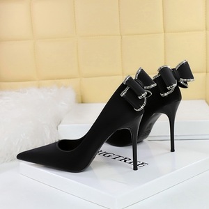 3265-H36M Korean Fashion Banquet High Heel Shoes Thin Heel Women's Shoes High Heel Shallow Mouth Pointed Back Bow S