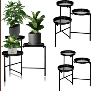 Modern Simple Creative Balcony Floor Iron Flower Rack Multi-layer High and Low Folding Living Room Green Plant Flower Pot Rack