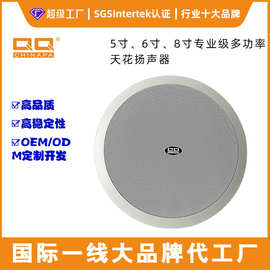 跨境 40W定压同轴吸顶喇叭带后罩公共广播吸顶音响吊顶室内音箱