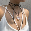 Accessory, long pendant heart shaped, necklace with tassels, European style, simple and elegant design