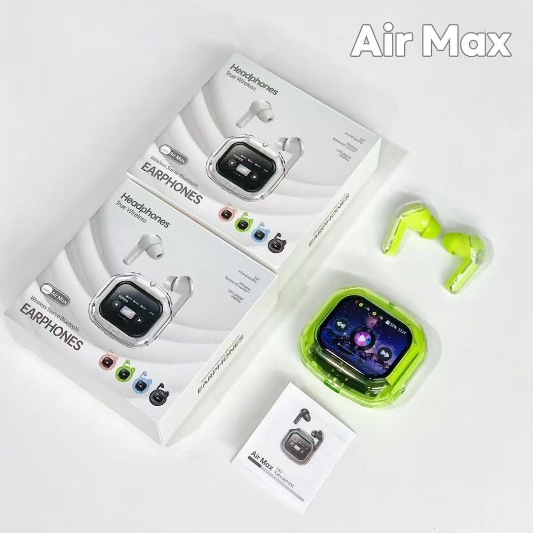 Pantalla de color transfronteriza auriculares Bluetooth inalámbricos verdaderos Air Max totalmente transparente pantalla grande auriculares Bluetooth de larga duración azul image 8