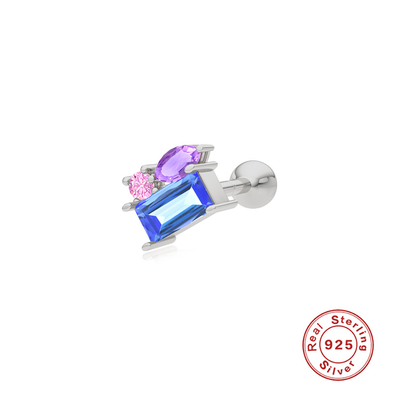Water Droplets Pattern Women'S Gender 1 Piece 925 Sterling Silver Zircon Water Droplets Ear Studs
