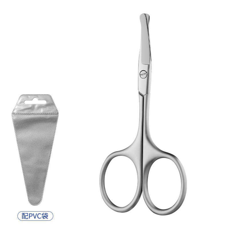 Juego de tijeras de pelo de nariz para hombres, cabeza redonda, afeitado de acero inoxidable, limpieza de fosas nasales, tijeras pequeñas manuales para mujeres