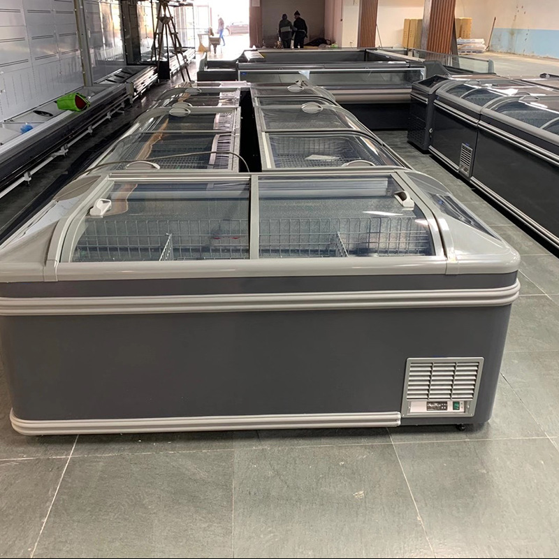 外贸出口组合岛柜商用超市冷冻展示柜鲜肉大容量卧式冰冻速冻柜