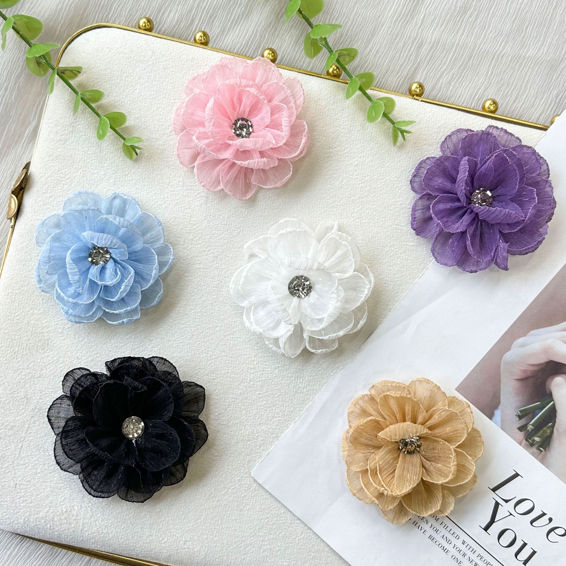 7cm mallas super temperamento de color ogan pequeñas flores materiales hechos a mano accesorios de ropa joyería tocado zapatos flores