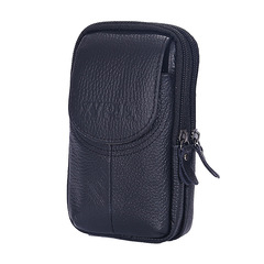 Genuine Leather Phone Waist Bag Men's Belted Vertical Style Multi-functional Belt Bag Construction Worker's Cowhide Phone Bag