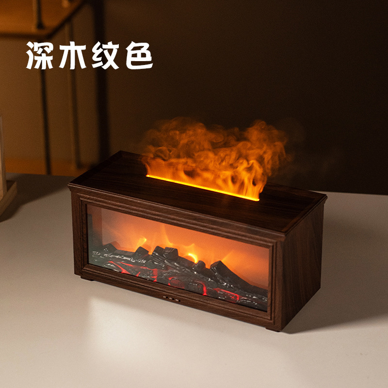 跨境热销火焰香薰机复古3D立体壁炉式七彩氛围火焰超声雾化香薰机|undefined