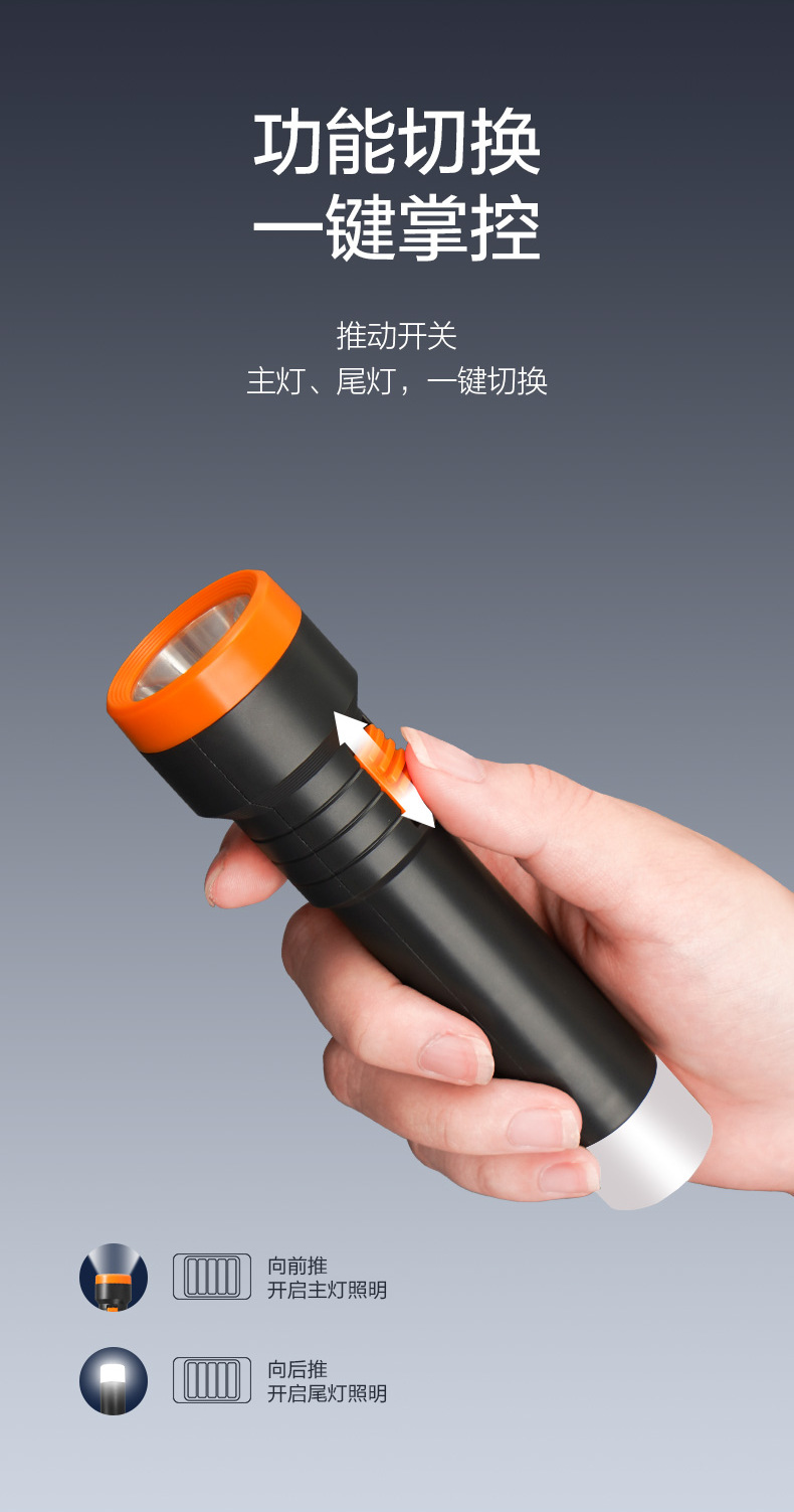 Kangming LED Flashlight Home Charging Cross-border Super Bright Outdoor Small Portable Remote Mini Children's KM-8961