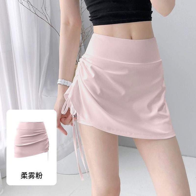 Falso de dos piezas de falda deportiva para mujeres 2026 nuevo verano cintura alta caderas trajes de yoga de cuerda falda de cuerpo de acondicionamiento anti-descalzo image 11