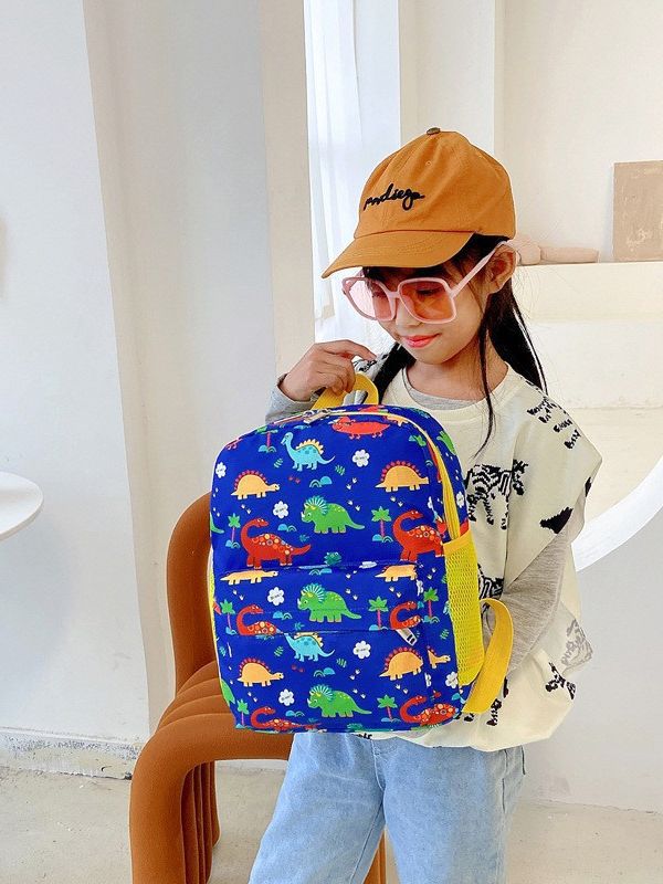 Mochila Escolar de Dinosaurio de Nylon, Transpirable y Resistente al Desgaste, para Educación Escolar
