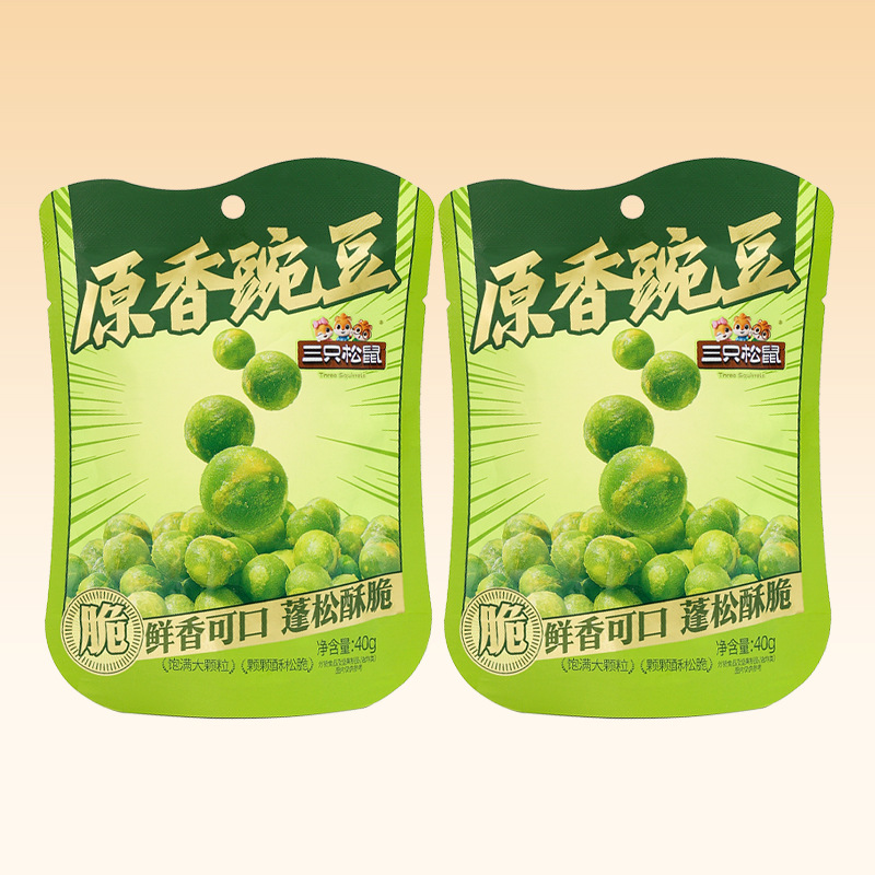 三只松鼠蒜香豌豆40g袋装青豆坚果油炸豆办公室零食小吃包邮