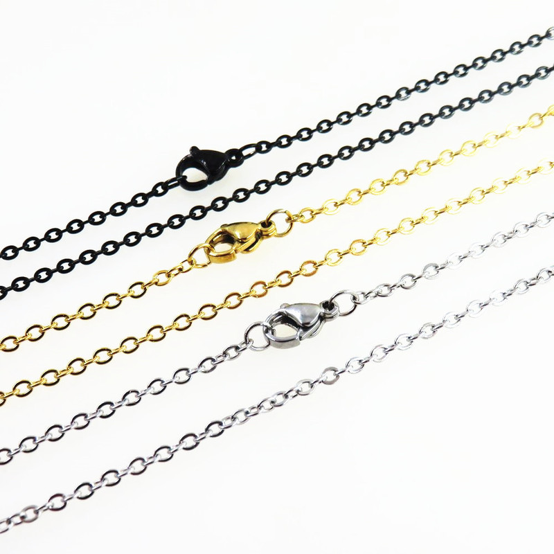 Vacuum plating gold black stainless steel O-chain flat cross chain sweater chain chain with chain hanging cross necklace jewelry