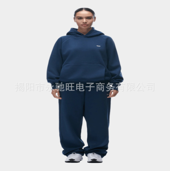 新款跨境春季欧美新款印花运动套装男女同款连帽卫衣阔腿裤套装|undefined