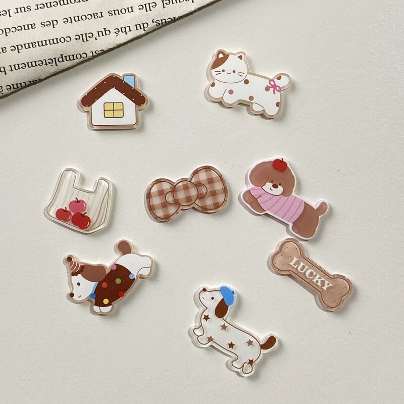New cartoon dog and cat acrylic accessories, DIY craft supplies for making hair clips, hair ties, and phone case stickers New cartoon dog and cat acrylic accessories, DIY craft supplies for making hair clips, hair ties, and phone case stickers