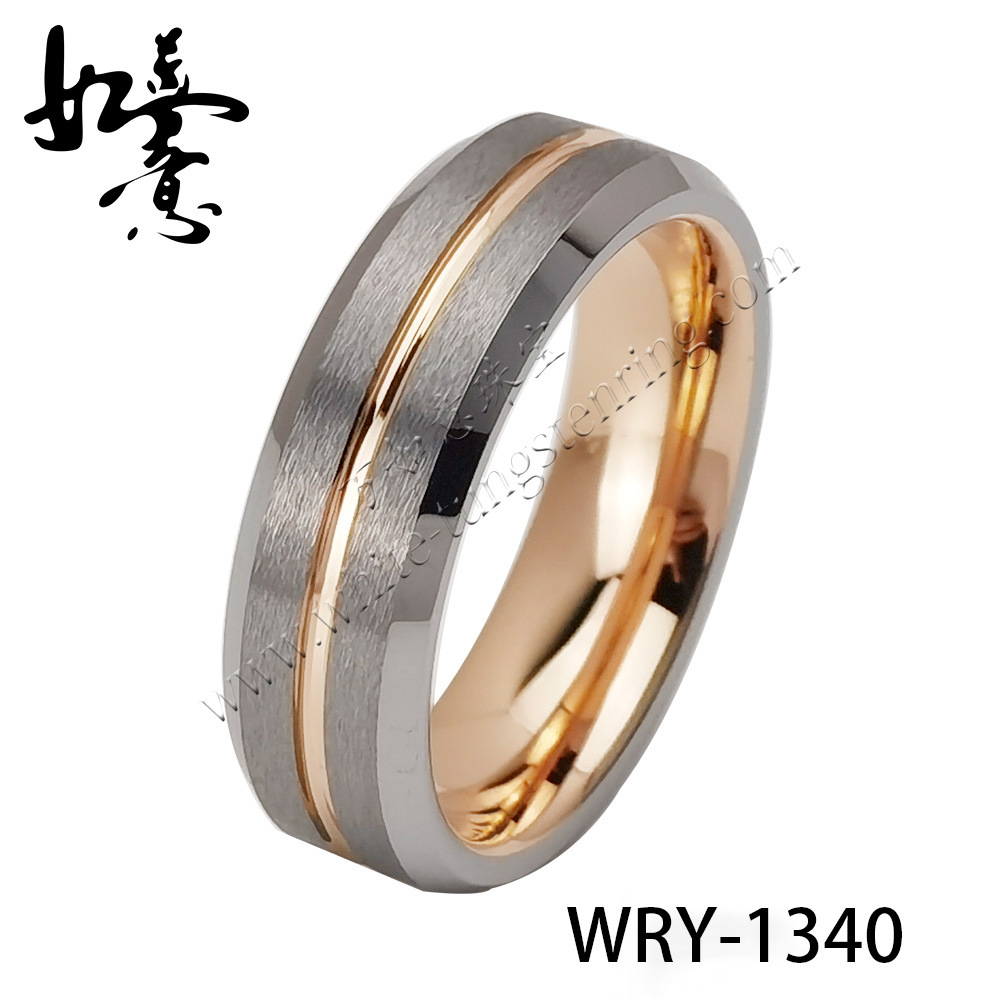 WRY钨金戒指6宽 槽和内圈电玫瑰金余下本色外贸时尚欧美饰品现货