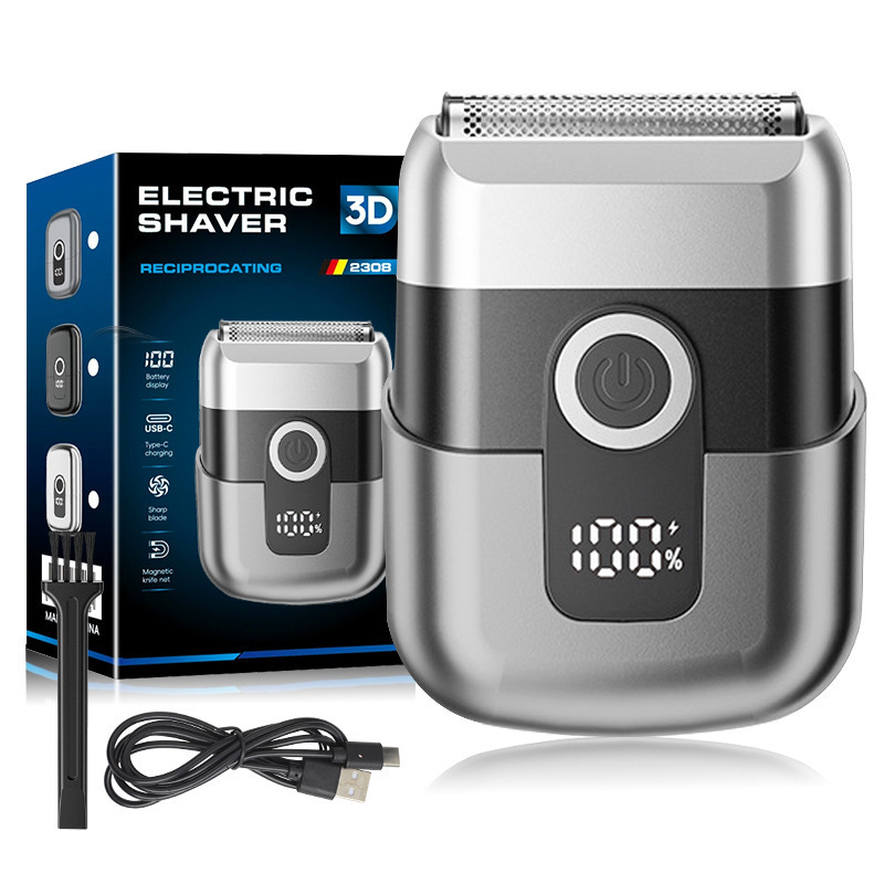 Afeitadora eléctrica súper limpia transfronteriza para hombres afeitadora afeitadora lavada recargable afeitadora de cañón de acero pequeño