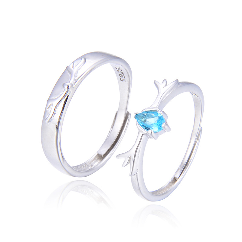 Yi Lu tiene su pareja anillo de plata esterlina par para hombres y mujeres anillo de luz de lujo nicho diseño apertura letras para novia