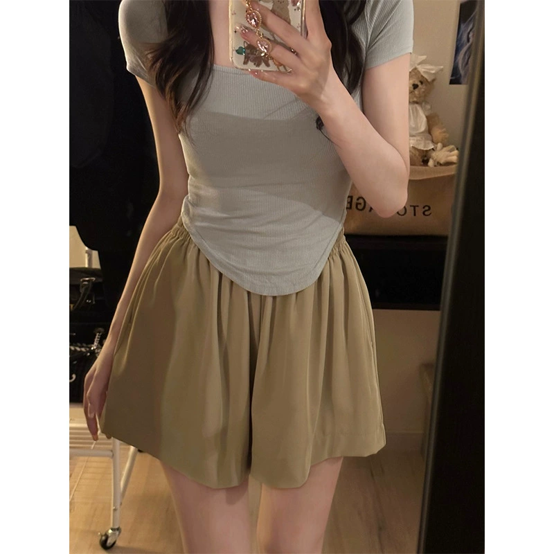 Летние сексуальные шорты для отдыха, брюки, эластичный пояс, свободный крой.