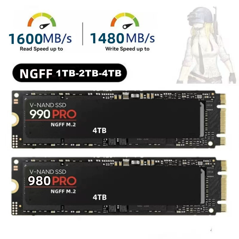 NGFF M.2 SSD 970 EVO Plus / 980 Pro / 990 Pro, 1–4 TB, M.2 2280, до 550 МБ/с