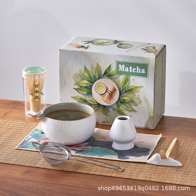 日式粗陶茶宪立 创意百本立抹茶刷托 茶道配件陶瓷窑变复古茶宪托|undefined