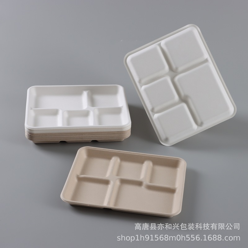 使い捨ての多格の食事皿食器のパルプの食事箱の浅い5格のトレーは皿を分けます。|undefined