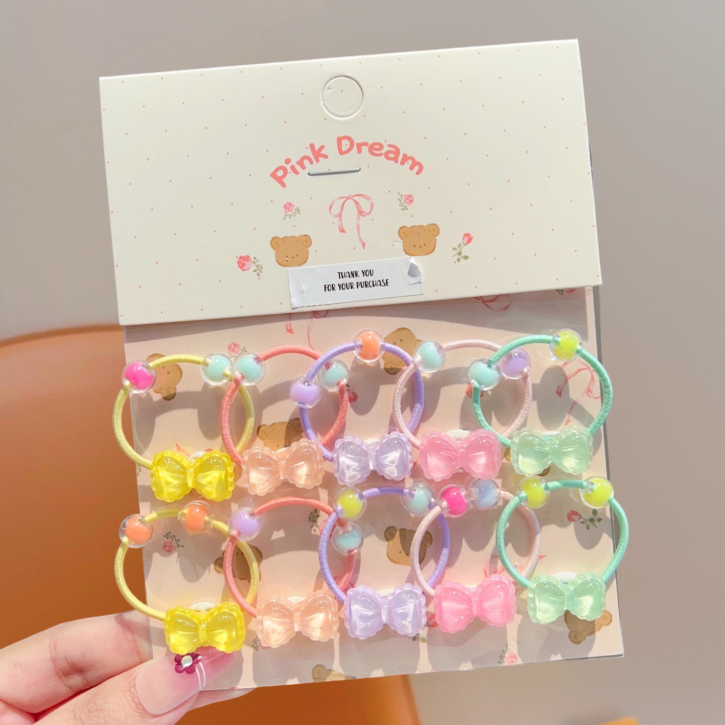 Anillo de pelo de pulgar de dibujos animados para niños, cabello para bebés, cabello para bebés, banda de pelo de alta elasticidad coreana