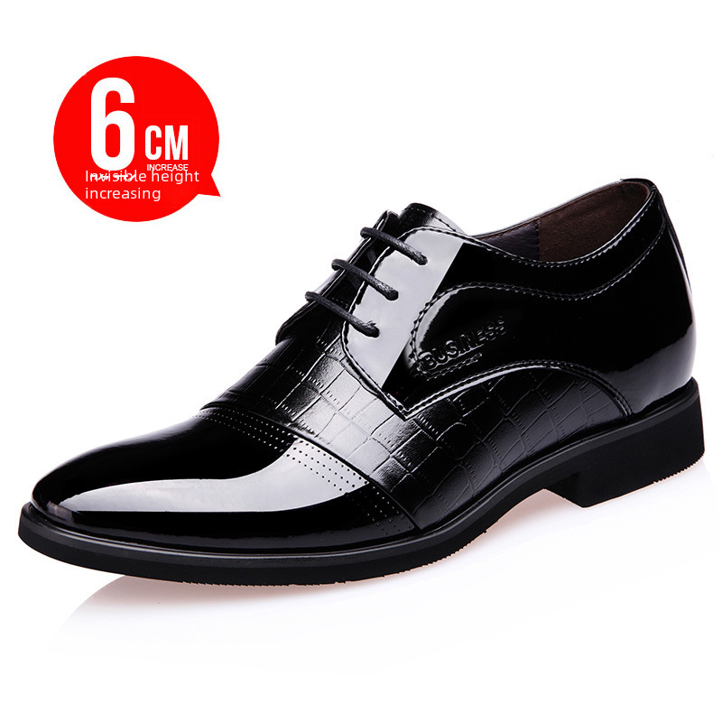 Invisible shoes with hidden heel English style made of patent…