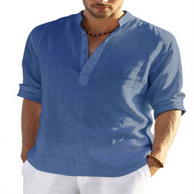 2025 Amazon Cross-Border Men's Clothing Linen Long-Sleeved T-Shirt Loose Sweatshirt Pure Color Long-Sleeved Cotton and Linen Shirt Men's Large Size 2025 Amazon Cross-Border Men's Clothing Linen Long-Sleeved T-Shirt Loose Sweatshirt Pure Color Long-Sleeved Cotton and Linen Shirt Men's Large Size
