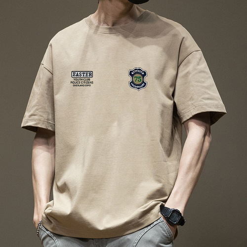 Heavyweight men's t-shirt summer thin version versatile American trend short-sleeve t-shirt casual round neck breathable overhead top