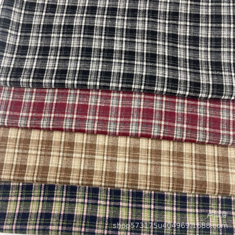 Polyester-Cotton Blended Flannel, Shirt Fabric, Pants, Skirts, Shoes and Hats, Bags, Fabrics, Flannel Yarn-Dyed Plaid Fabric