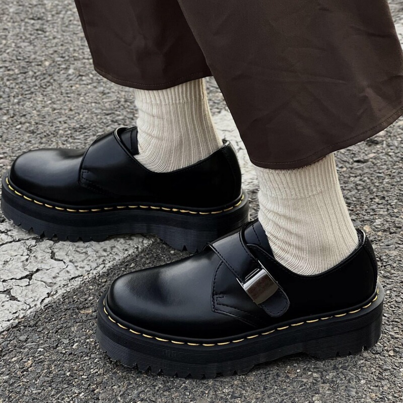 Yang Mi's Same Style Fenimore 1461 Buckle Bex Thick-Soled Boots Small Leather Shoes Low-Top Quad Student Short Boots