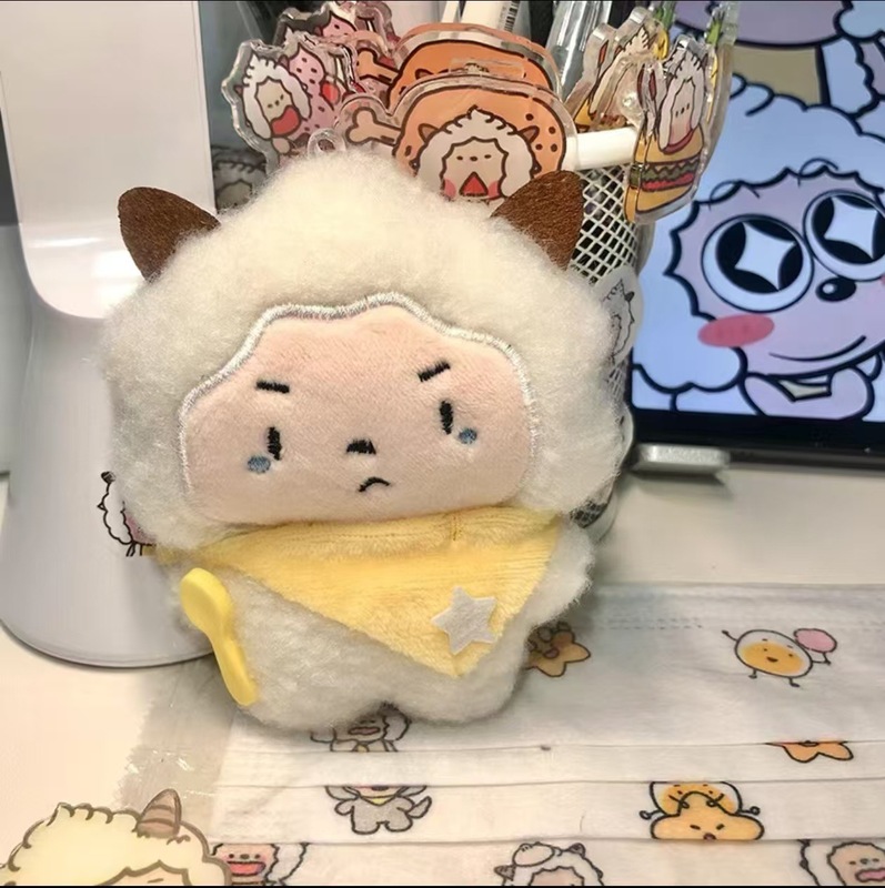 新しいかわいい漫画グレーワイルドウルフ怠惰なぬいぐるみキーホルダースクールバッグ人形きしむ人形ペンダントギフト|undefined