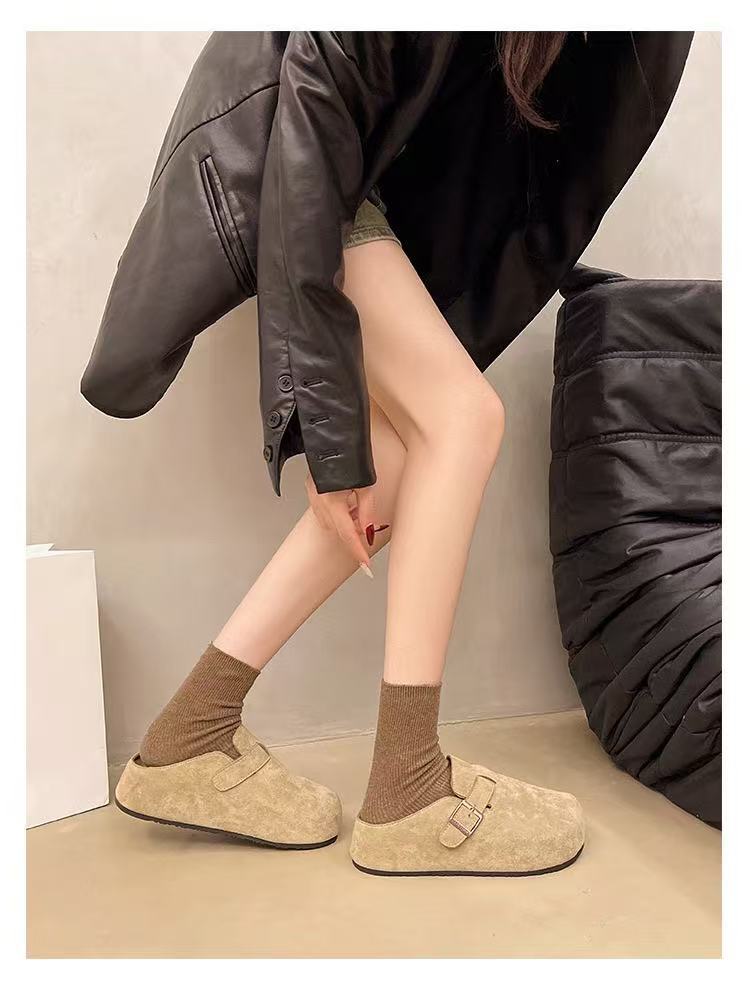 Women's Platform Heel Slippers Retro Slip-on Soft Non-slip Shoes_voghion.com