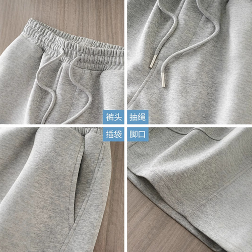 American Style 360G Heavyweight Casual Shorts Men's Summer 2025 Sports Middle Pants Grey Sweatpants Loose 5-Pocket Pants