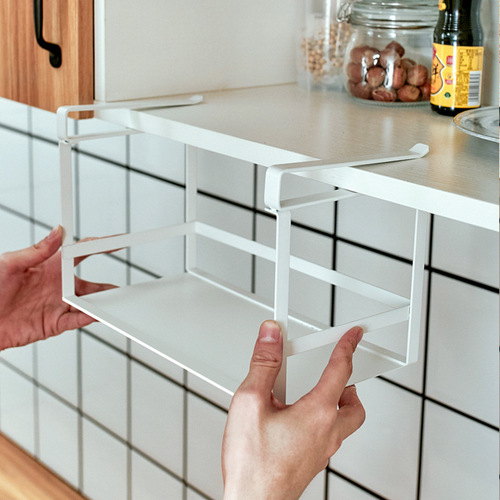 Japanese-style cabinet-mounted roll paper holder, punch-free wall-mounted kitchen tissue rack, household dishcloth & cling film storage shelf