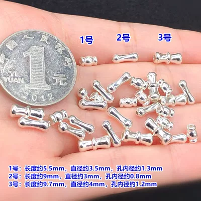 S925 Sterling Silver Smooth Bamboo Knot Bone-Shaped Small Barrel Beads Spacer Beads Crystal Jewelry Weaving Bracelet Necklace DIY Accessories (Zərgərlik ara hissələri) - f118-no-1