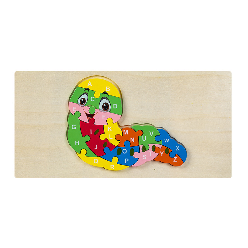 Rompecabezas para niños transfronterizos Animales cognitivos digitales dibujos animados rompecabezas tridimensional educación temprana para bebés iluminación juguetes de madera al por mayor