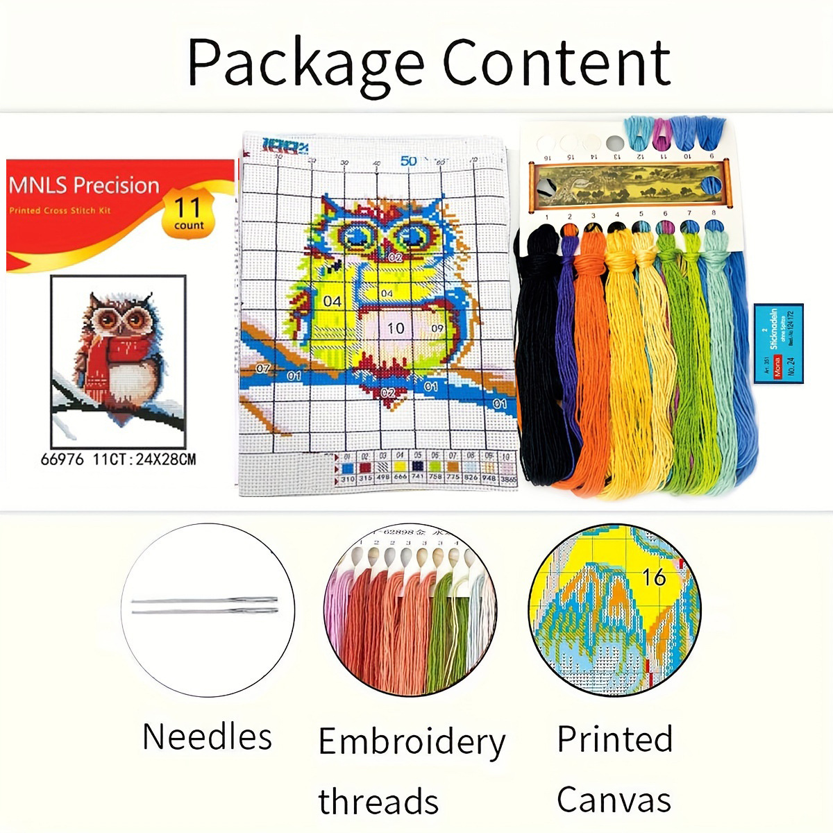 Bolsa de material hecho a mano de bricolaje de punto de cruz de comercio exterior búho con bufanda adorno de sala de estar de estilo europeo animal de dibujos animados image 4