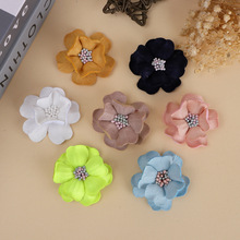 源头厂家双层手工定型花带花芯山茶花花朵DIY发饰服饰鞋帽装饰花