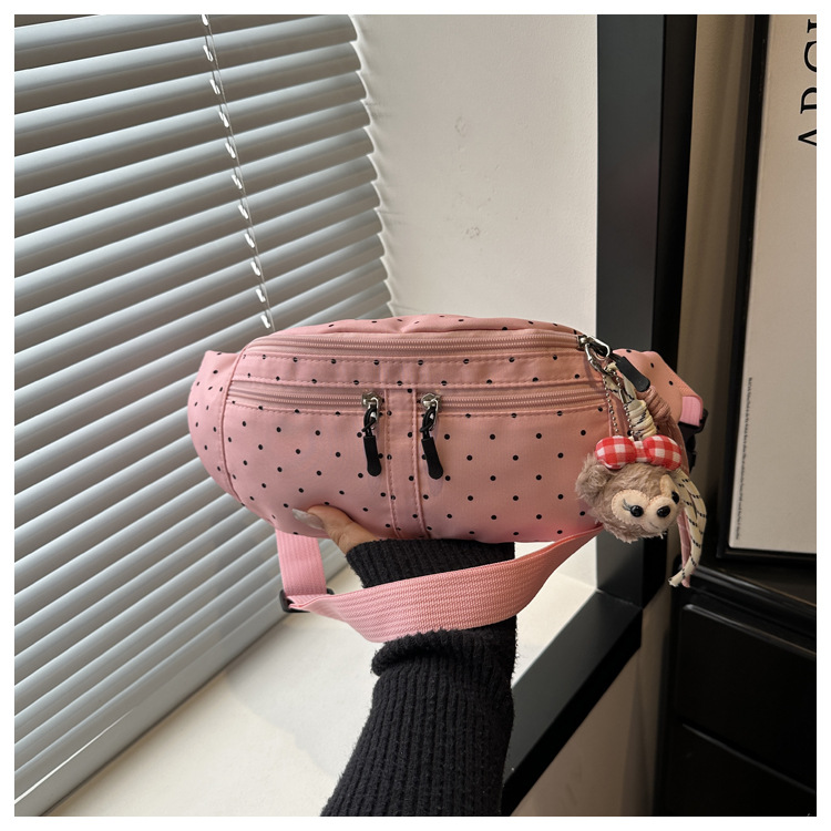 Este año, la moda fresca y dulce bolso de pecho para mujeres 2026 verano nuevo punto de onda bolso de hombro bolso de cintura de estilo extranjero