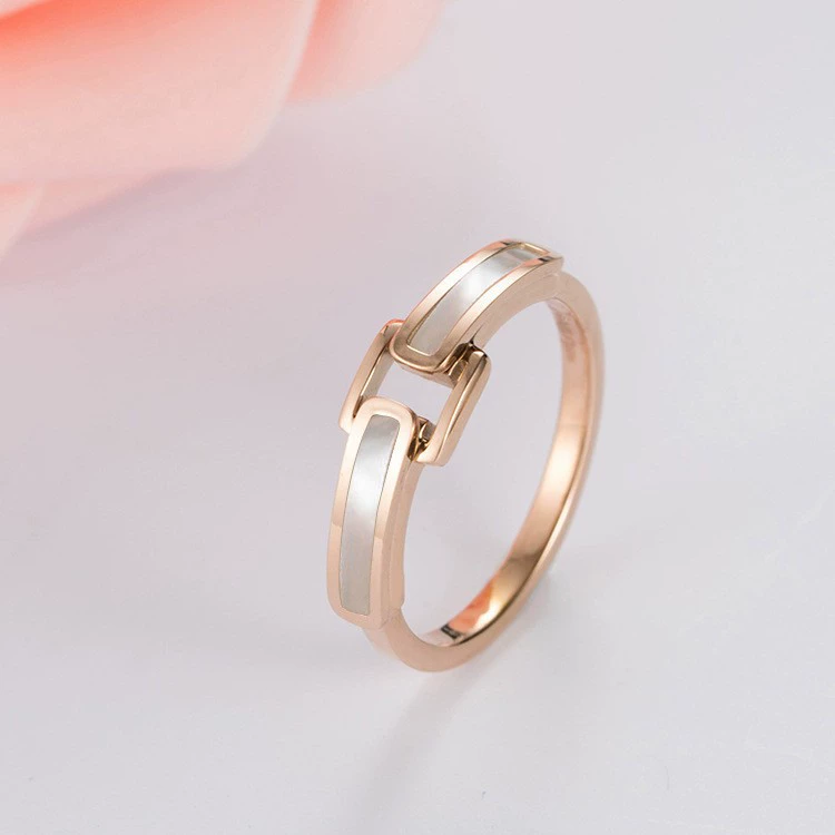 Fashionable ring stainless steel, golden belt, buckle, (Cross-border trading), pink gold