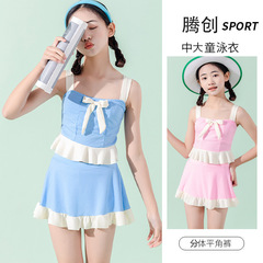 Children's swimsuit for girls, student 2023 new baby medium and large children fashion hot spring split skirt set of two