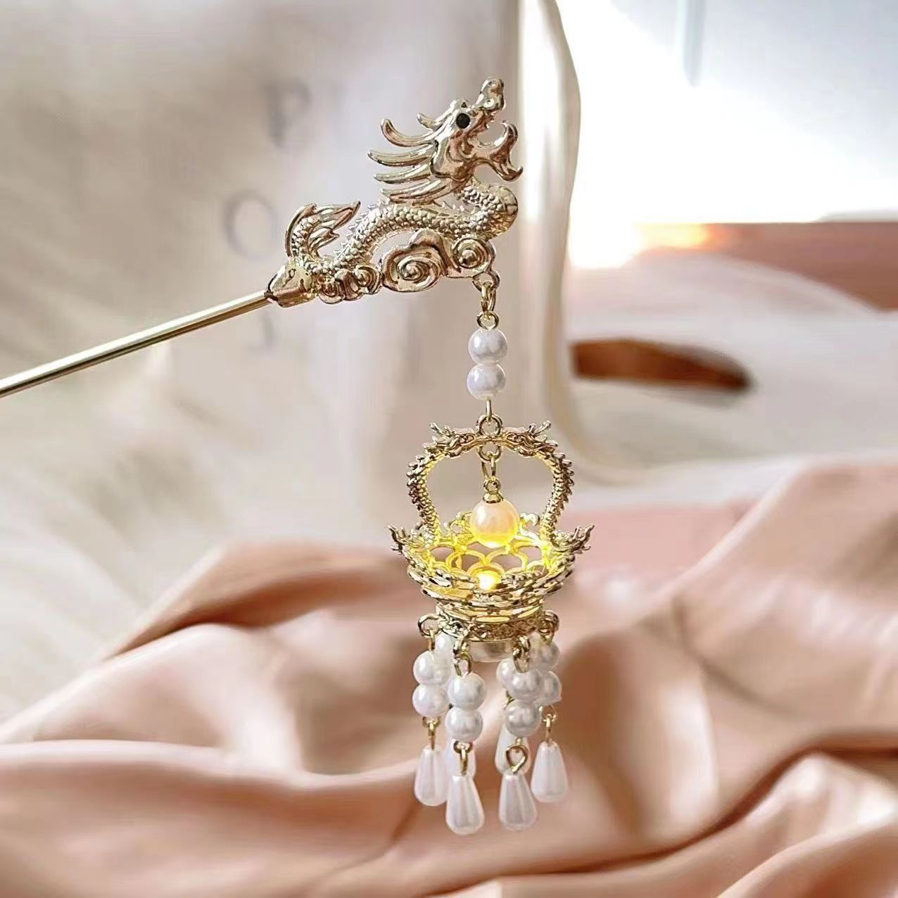 쌍용 머리핀 화이트 펄