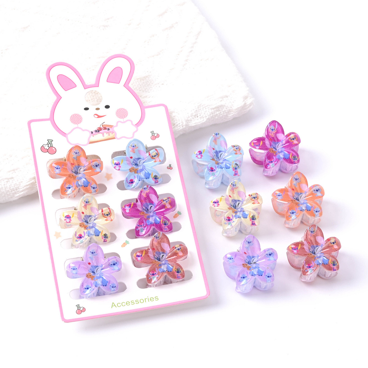 Pequeño huevo flor clip de dibujos animados oso impresión de color cabello pequeño lindo clip de cabello joyas para el cabello