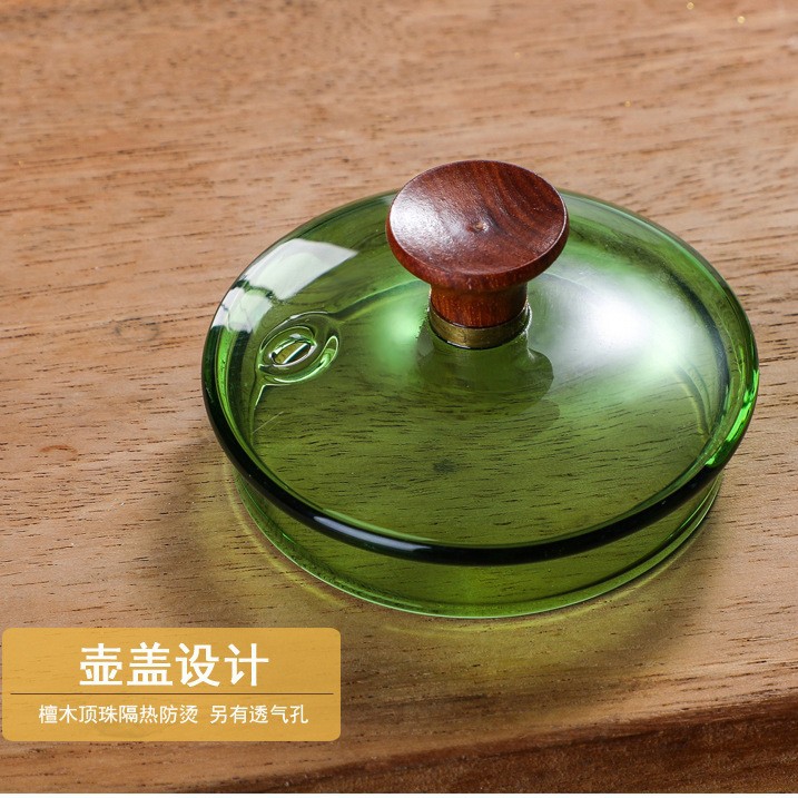 Café mano olla vidrio borosilicato cafetera olla a prueba de calor mango de madera transparente hervidor fábrica hecho a mano