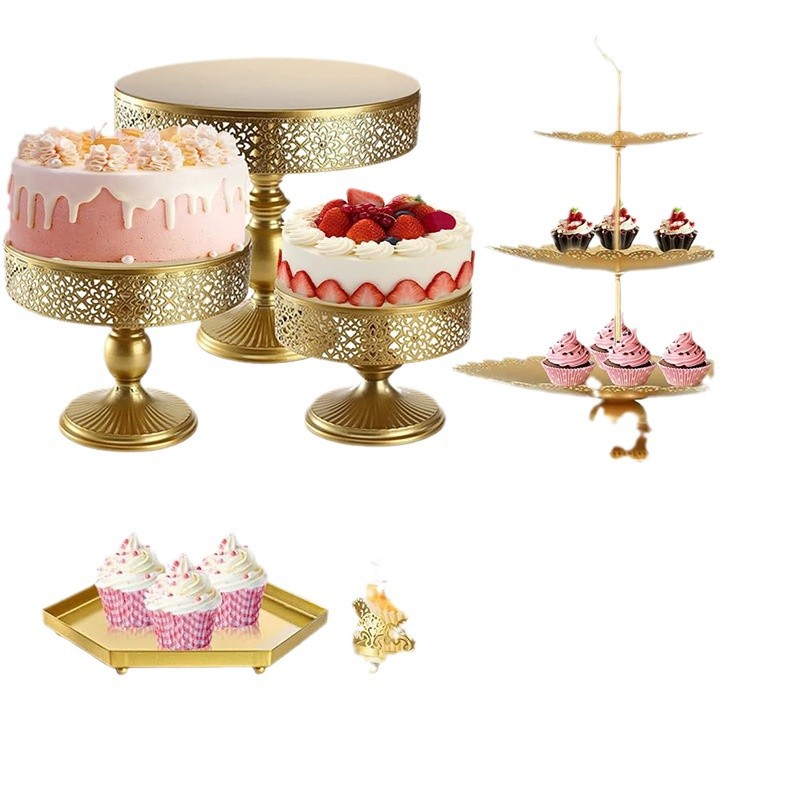 Amazon Venta caliente soporte de exhibición decoración pastel postre pastelería bandeja comida fría resto soporte de mesa 10 piezas conjunto image 6