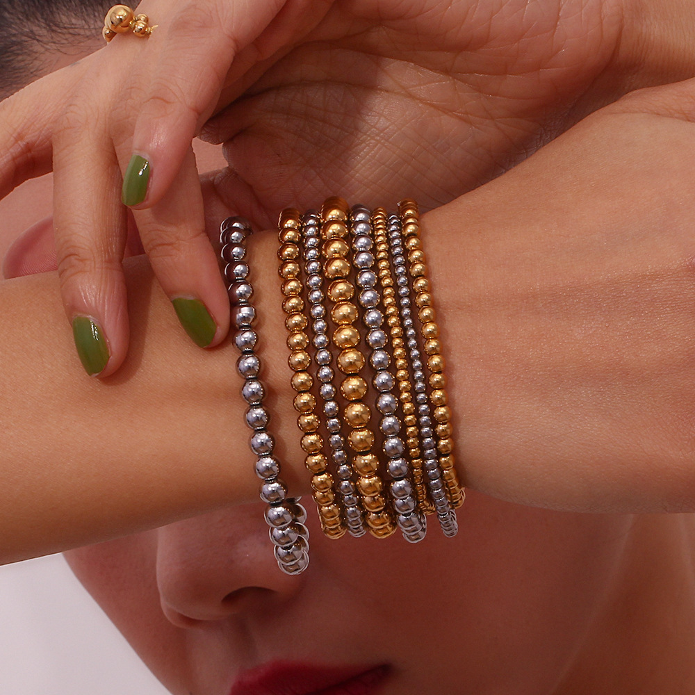 27g Weight Bracelets Classification 316L Stainless Steel Chain Material 1 Piece Quantity Anniversary, Party, Street Occasion 316L Stainless Steel Material Geometric Pattern Women's Gender Lady Style Waterproof Non Tarnish, Surgical Steel, Beaded, Plating Craft 316L Stainless Steel Geometric Waterproof Non Tarnish Surgical Steel Lady Bracelets For Women's 14