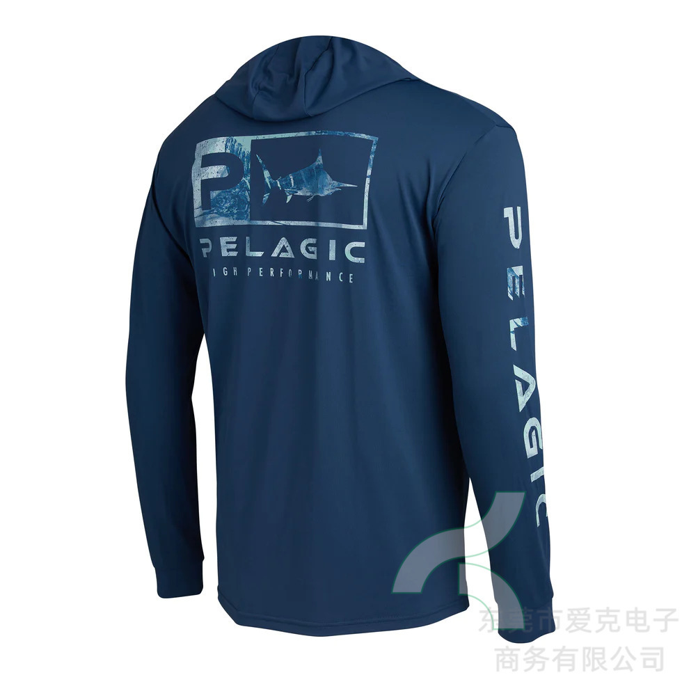 Pelagic Fishing Clothing Men's Hooded Fishing Shirt Summer Outdoor Sportswear Breathable Sun Protection Top Available Wholesale